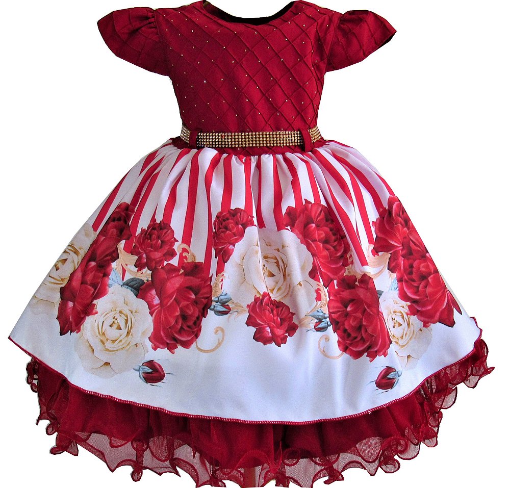 vestido vermelho florido