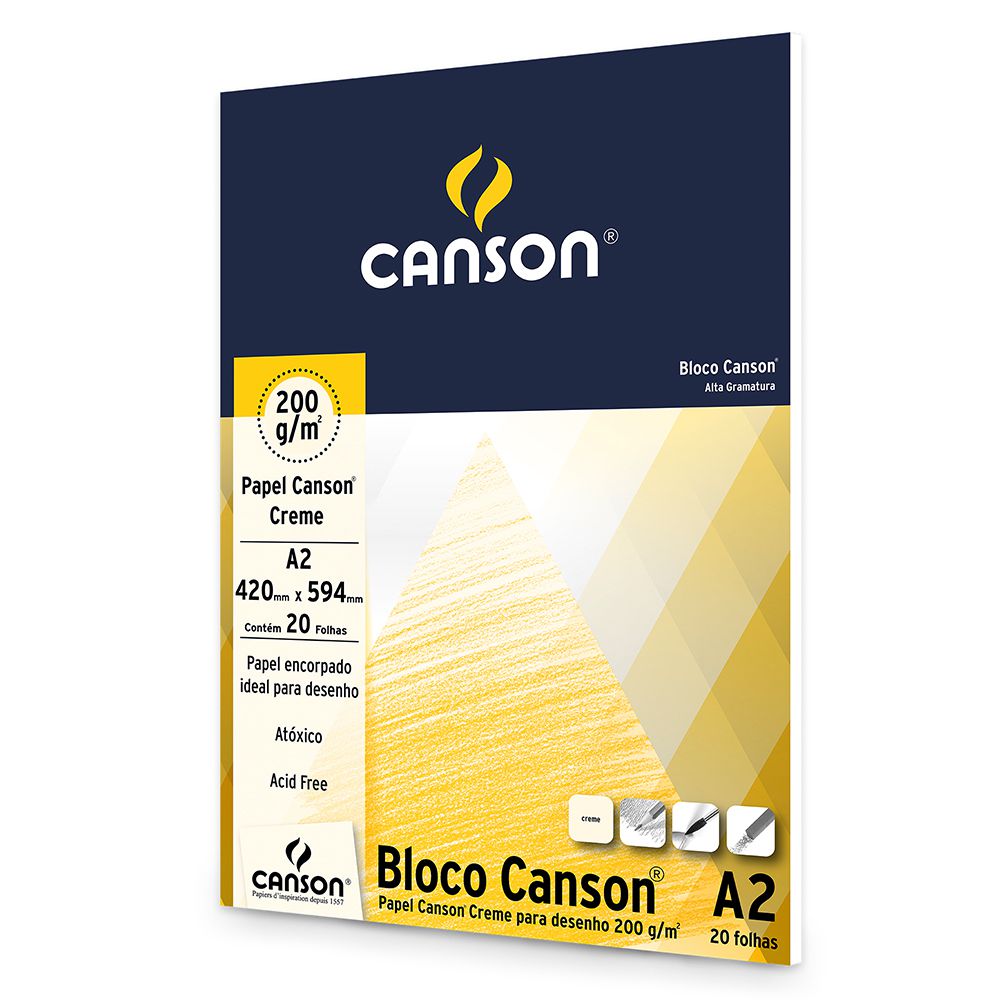 Bloco A2 Papel Canson Creme 200g 20 Folhas 66667040 Megalivros Livros Bíblias Materiais 6656