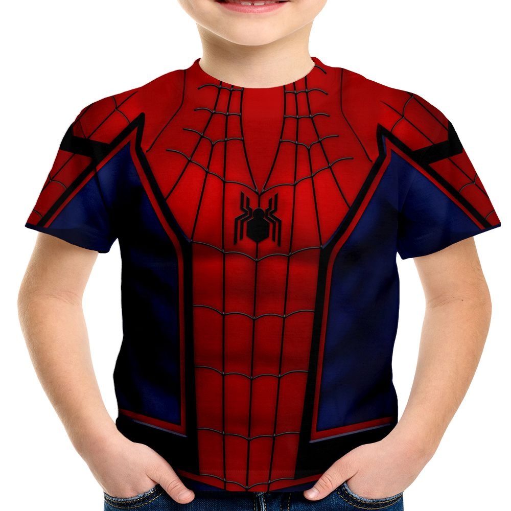 Camiseta Infantil Homem Aranha Traje Estampa Total Md05 - Smart4Me