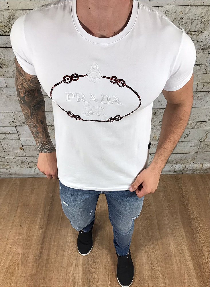 Camiseta Prada branco - LUPOSLUNA