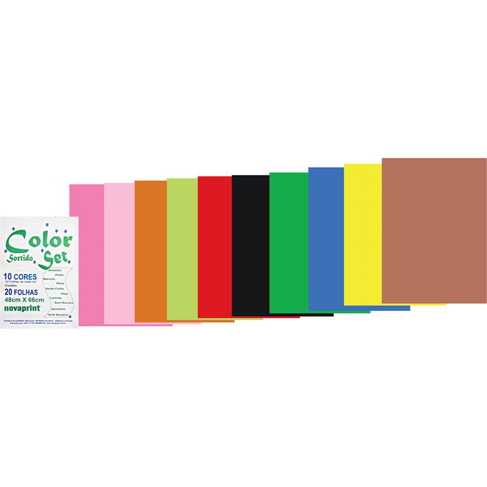 Papel Color Set 110g 48cmx66cm Sortido C20 Fls Novaprint Papelaria Zap Ltda Muito Mais 1020