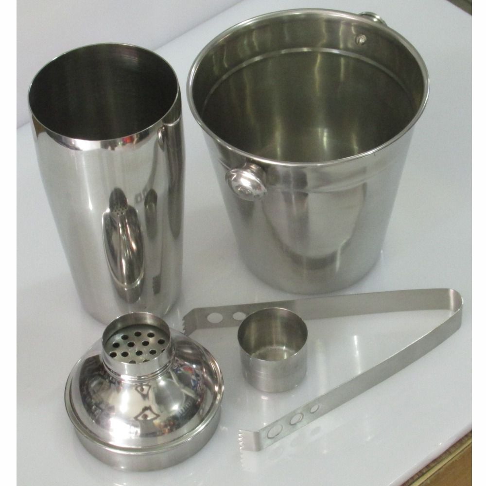 Kit Bar Inox Coqueteleira Balde Gelo Pegador Batida Bebidas Máquinas
