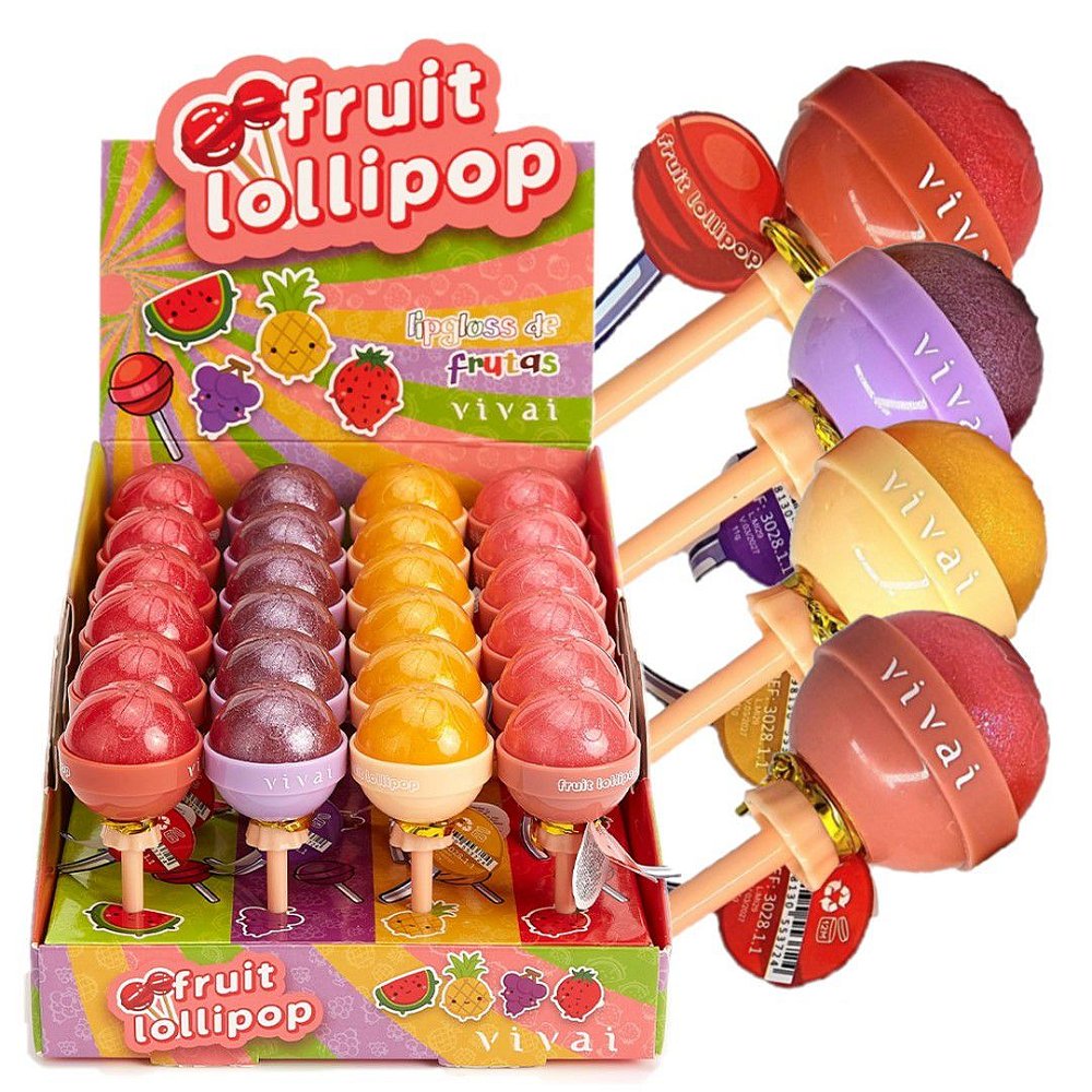 Vivai Lip Gloss Hidratante Fruit Lollipop 3028 24 Unid Maquiagem