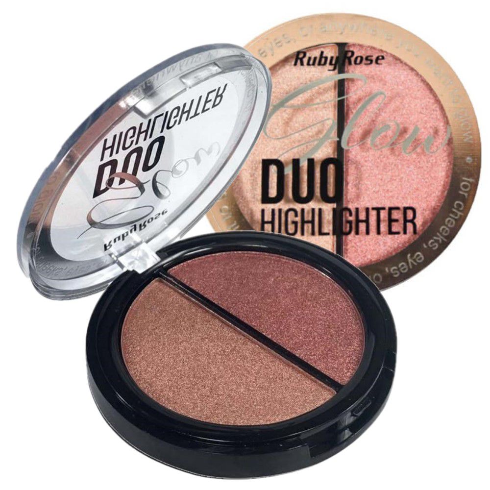 Iluminador Glow Duo Highlighter Ruby Rose HB7522 Kit com 4 Unidades