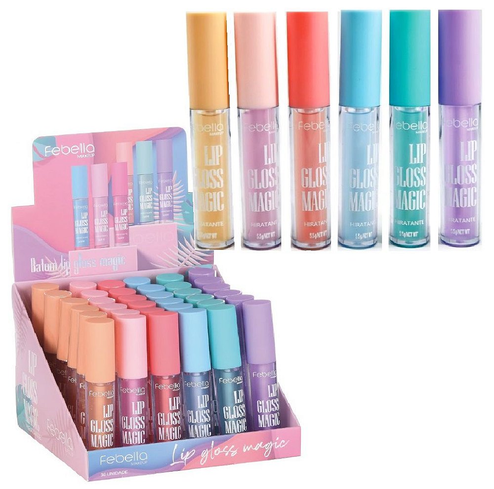 Lip Gloss Hidratante Atacado Febella Bm Display C Unid Maquiagem Em Atacado