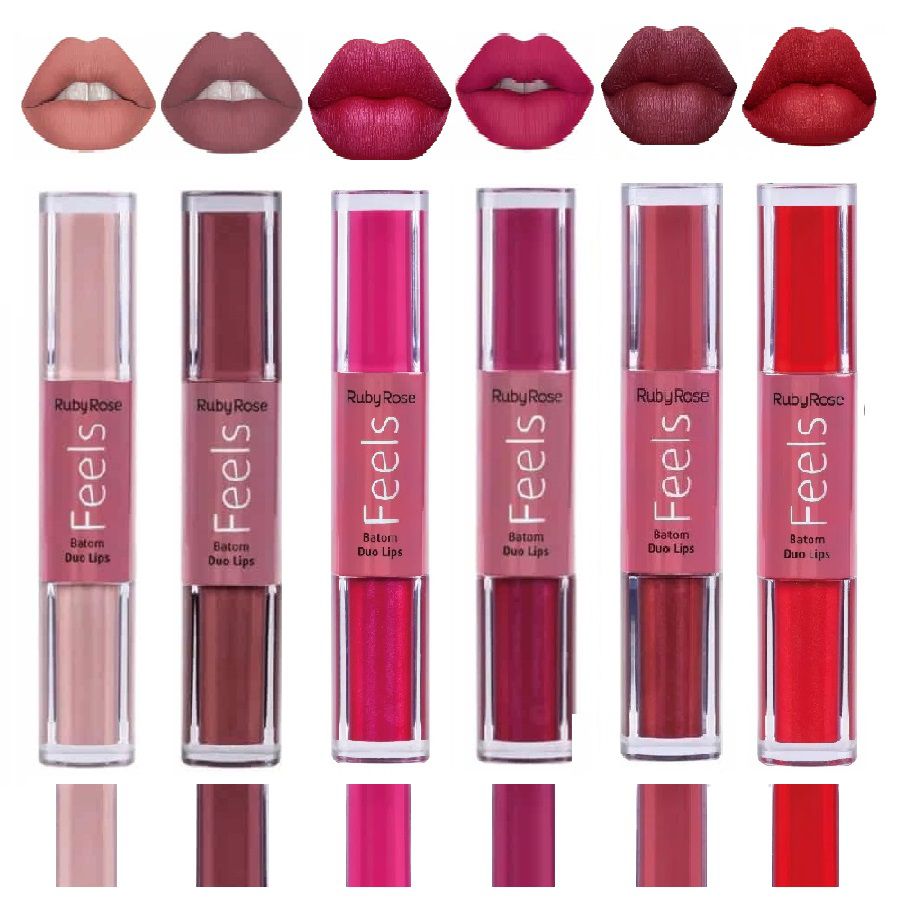 Batom Duo Lips Feels Matte E Met Lico Ruby Rose Hb Group Kit C Maquiagem Em Atacado