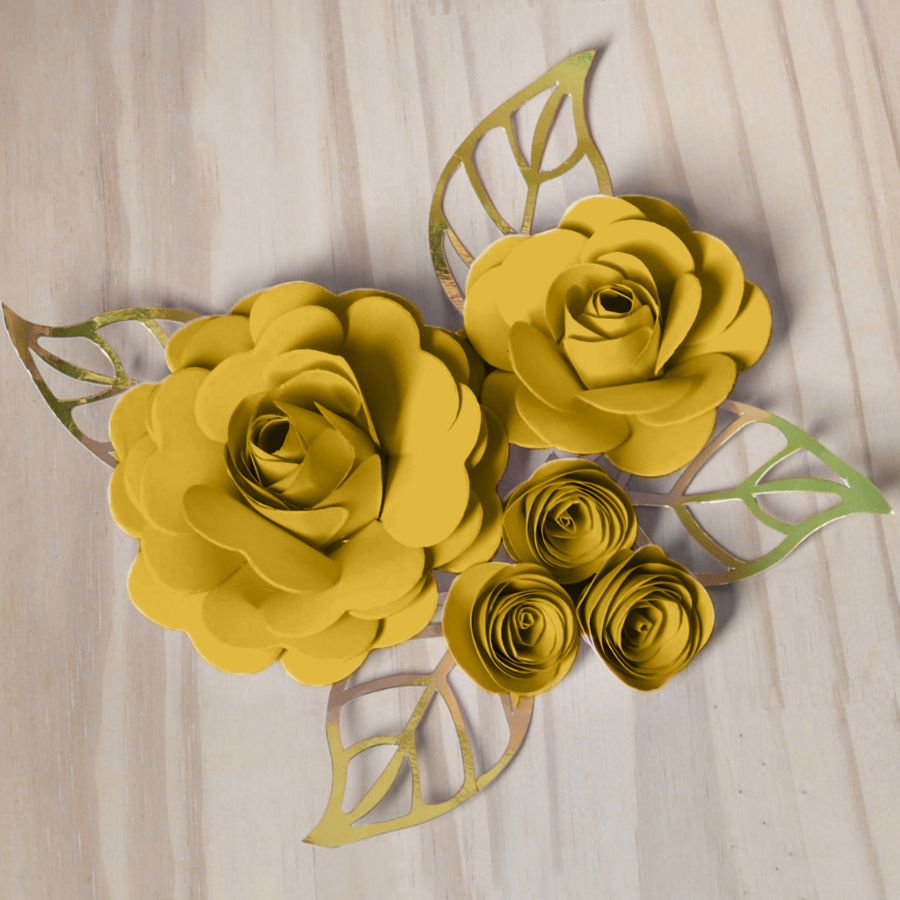 Decoração para Bolo em Papel - Folha e Flor G - Dourado/Amarelo - Rizz -  Loja de Confeitaria | Rizzo Confeitaria
