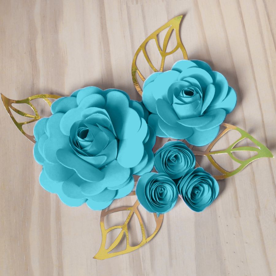 Decoração para Bolo em Papel - Folha e Flor M - Dourado/Azul - Rizzo C - Loja de Confeitaria | Rizzo Confeitaria Decoração para Bolo em Papel - Folha e Flor M - Dourado/Azul - Rizzo C - Loja de Confeitaria | Rizzo Confeitaria