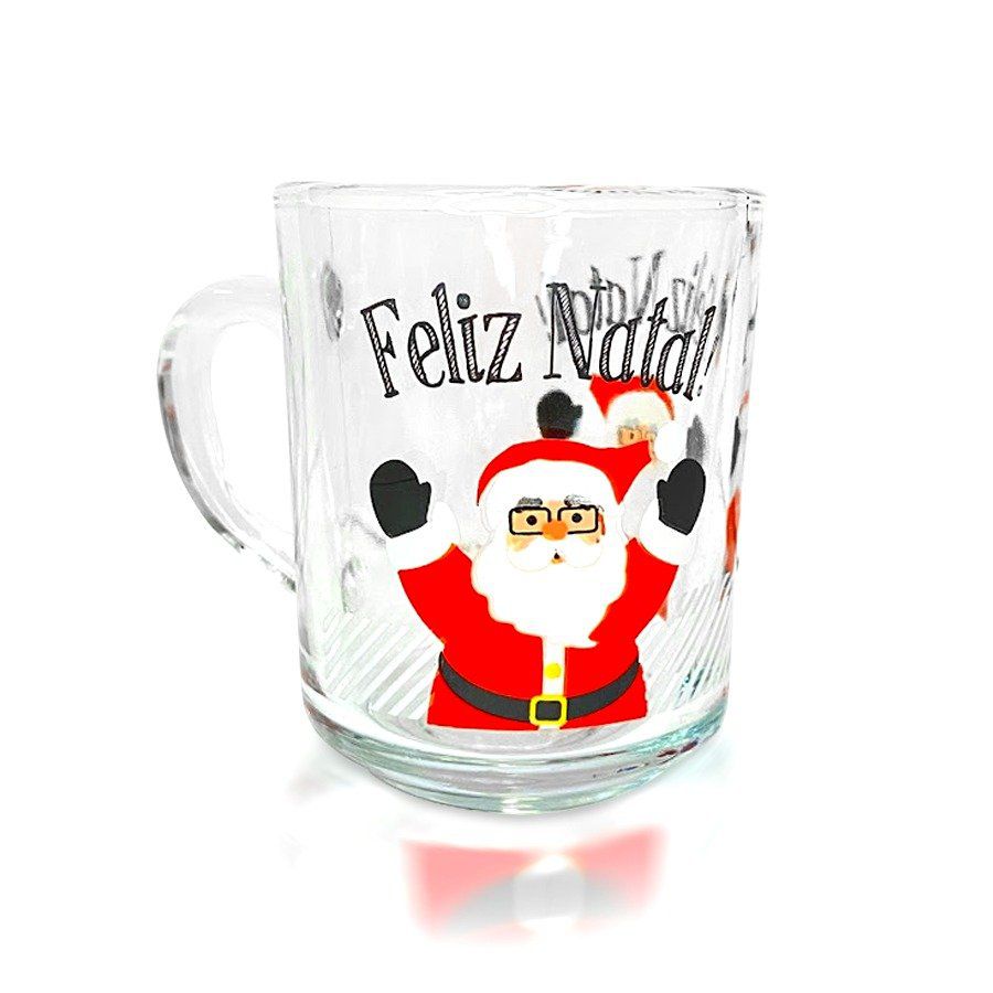 Caneca Decorada Natalina - Papai Noel Feliz Natal - Vidro - 245ml - 1 Un - Rizzo - Loja de Confeitaria | Rizzo Confeitaria Caneca Decorada Natalina - Papai Noel Feliz Natal - Vidro - 245ml - 1 Un - Rizzo - Loja de Confeitaria | Rizzo Confeitaria