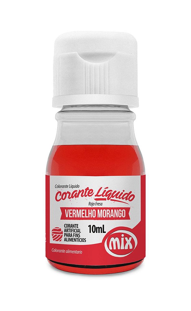 Corante liquido vermelho morango 10ml Mix Rizzo Confeitaria - Loja de  Confeitaria | Rizzo Confeitaria