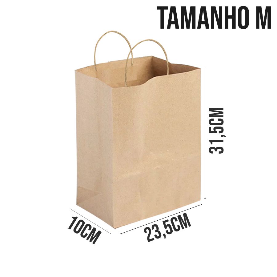 Sacola de Papel Kraft - Tamanho M 23,5x8,5x31,5cm - Ref. 0046 - Rizzo -  Loja de Confeitaria | Rizzo Confeitaria