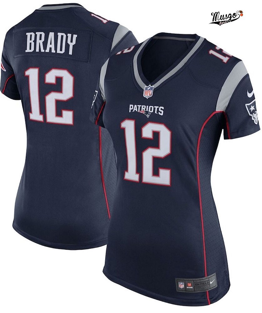 Camisa Esportiva Futebol Americano Nfl Feminina New England Patriots Brady 12 Musgo Store