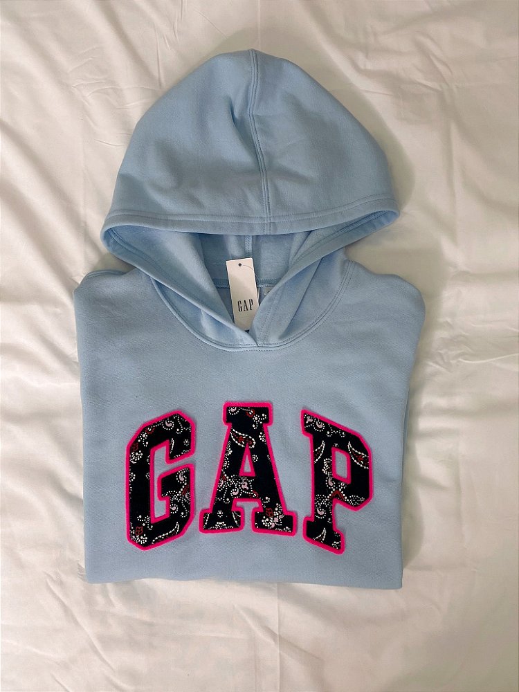 gap logo pullover moletom com capuz