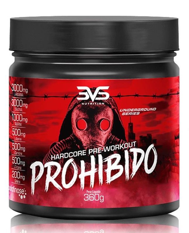 PROHIBIDO HARDCORE PREWORKOUT BUBBLE GUM 360G CASAL MONSTRO SUPLEMENTOS