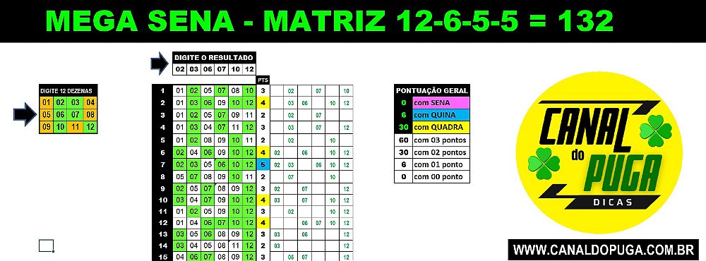 Planilha Mega Sena Fechamento De 12 Dezenas Com Garantia 100 Quina Canal Do Puga 6454