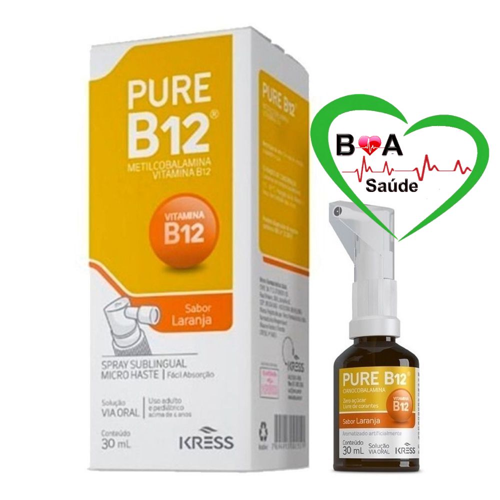 PURE B12 SPRAY SUBLINGUAL VITAMINA B12 BOA SAUDE BOA SAUDE LOJA