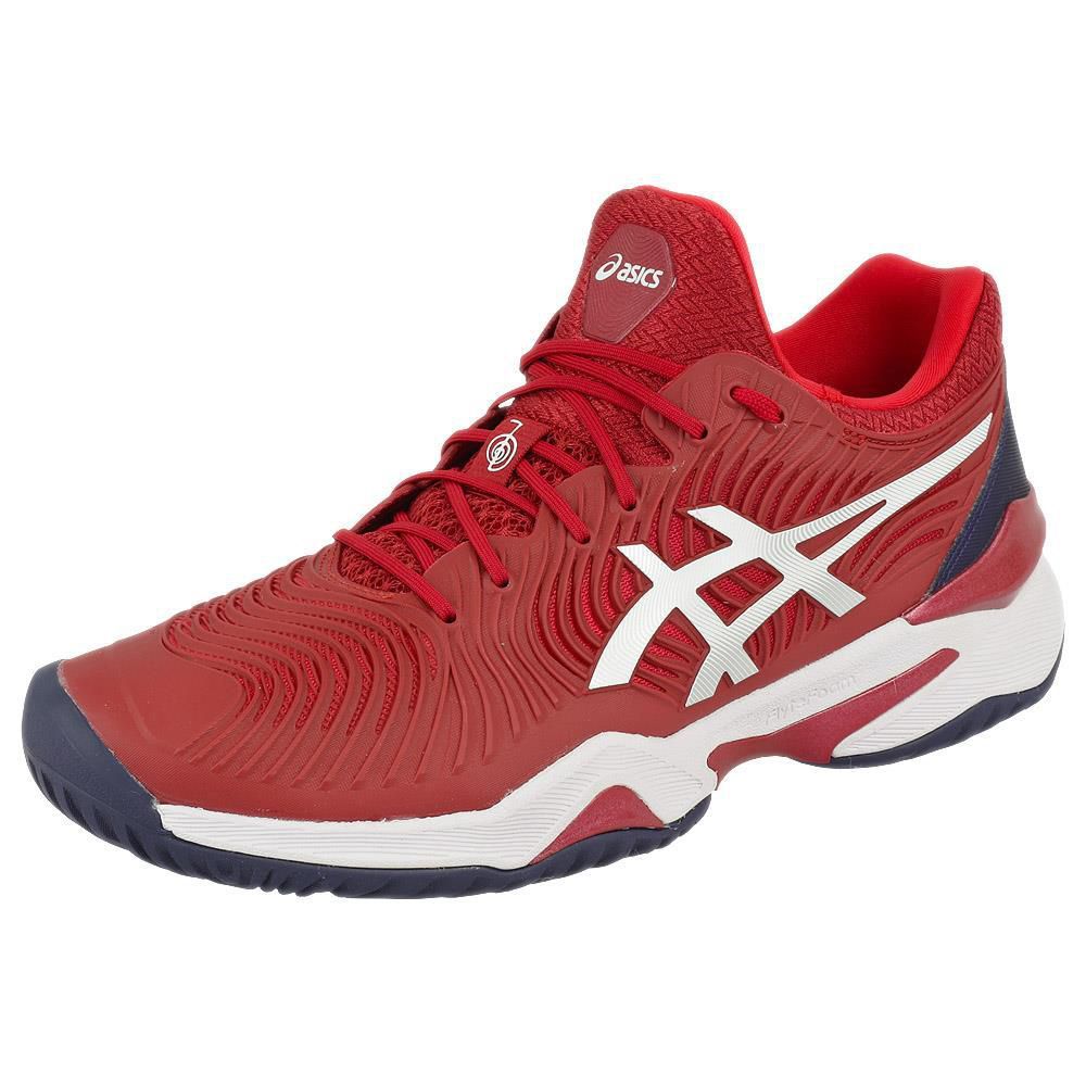 tênis asics court ff azul e vermelho