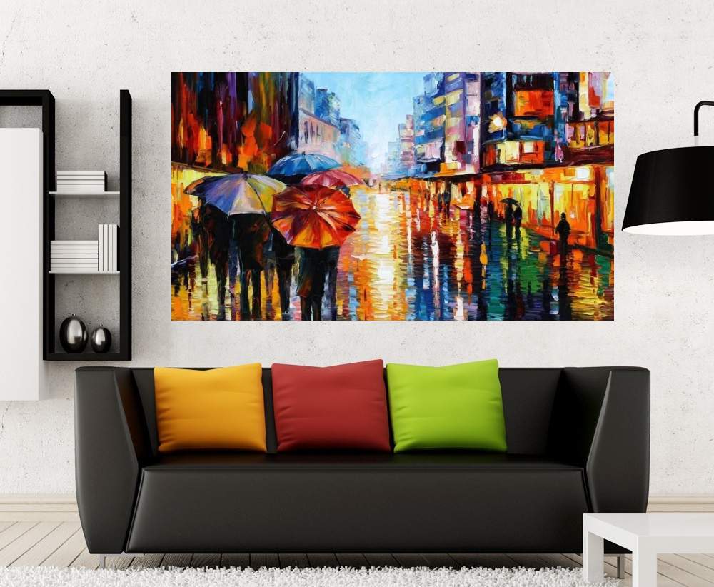 Quadro Pintura Tela Cidade Paisagem Urbana 4025 Quadro Pintado à Mão Quadro Para Sala 1058