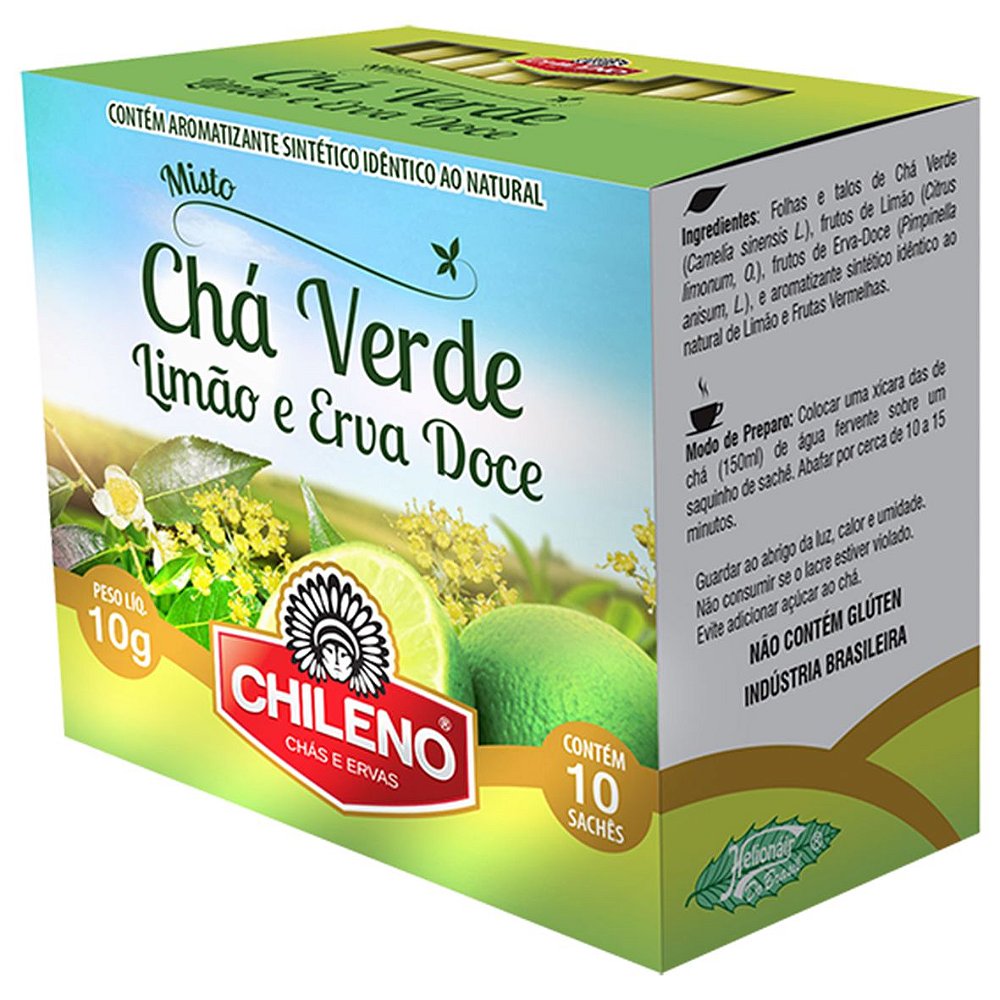 Cha Verde Limao/Erva Doce Gold 10Env X 10G Chileno - SANTO NATURAL