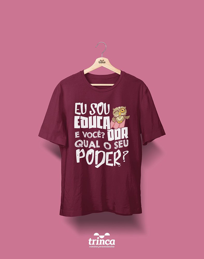 Camisa Pedagogia - Power Teacher - Bordô - Premium - Estampamos a melhor  fase da sua vida! | Trinca Camisas