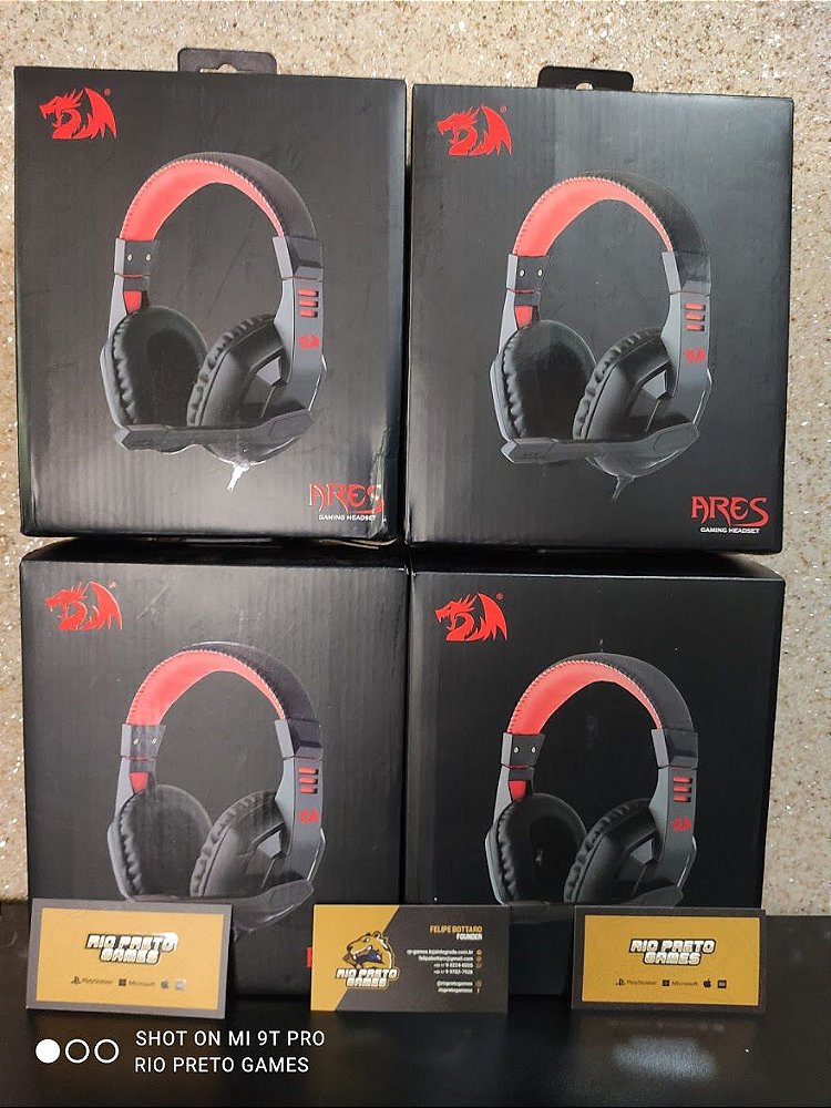 Headset Gamer Redragon Ares Preto e Vermelho P2 Com Microfone - H120