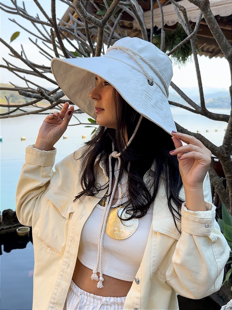 Bucket Hat Sarja Off White com Cordão - G. Offer - Acessórios de