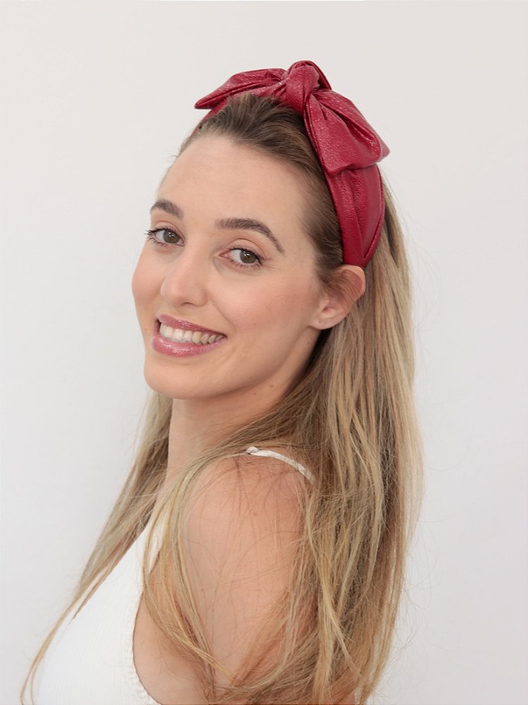 Tiara Laço Couro Vermelho - G. Offer® Acessórios