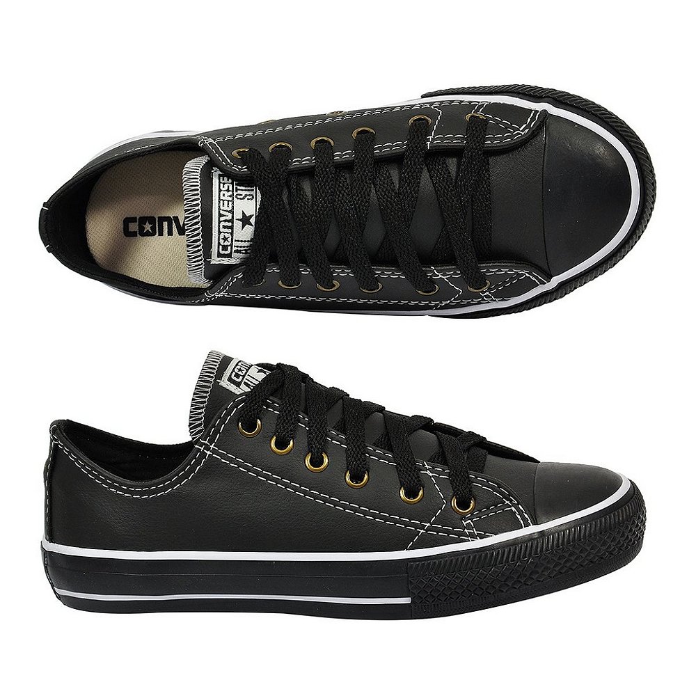 all star converse couro preto cano alto