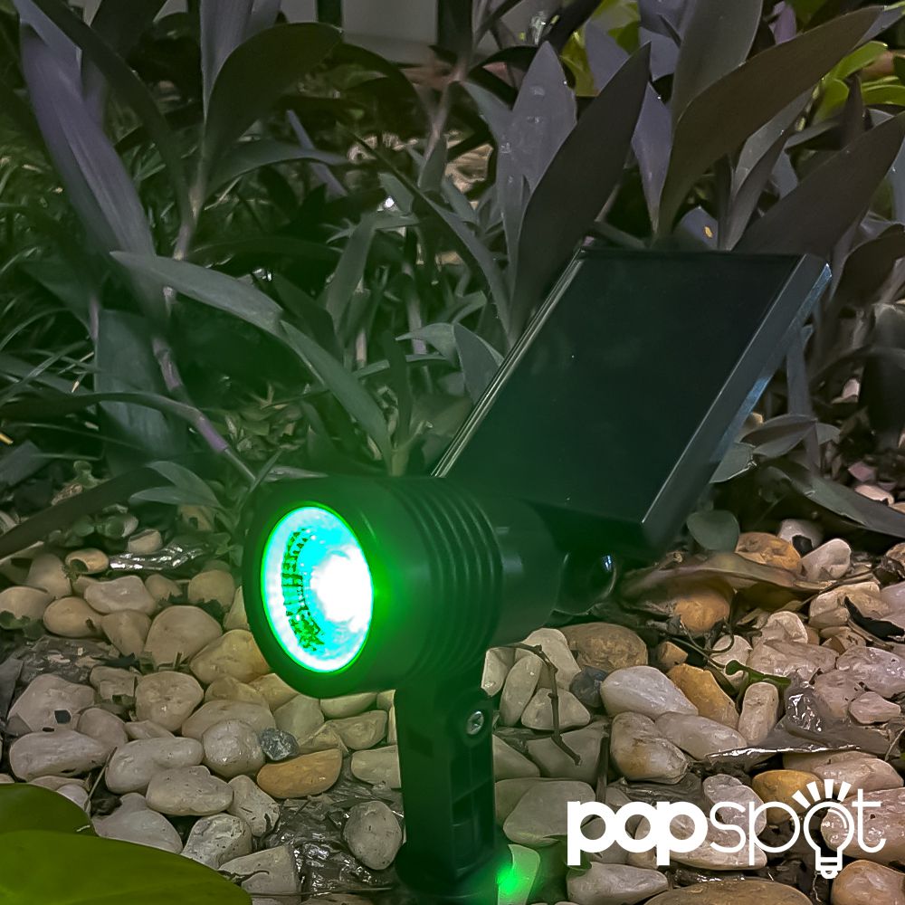 Kit com 2 Luminária Solar Spot ABS de Jardim LED Verde PopSpot