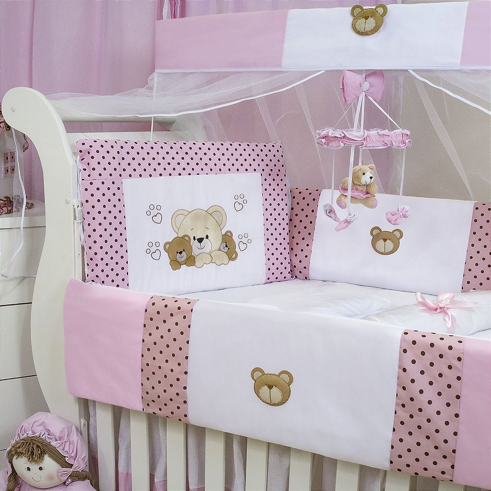 Kit Berço Família Urso Rosa 09 Peças | Mega Loja do Bebê - Mega Loja do  Bebê: enxoval para bebê, kit berço, kit cama babá, cortina e roupinhas