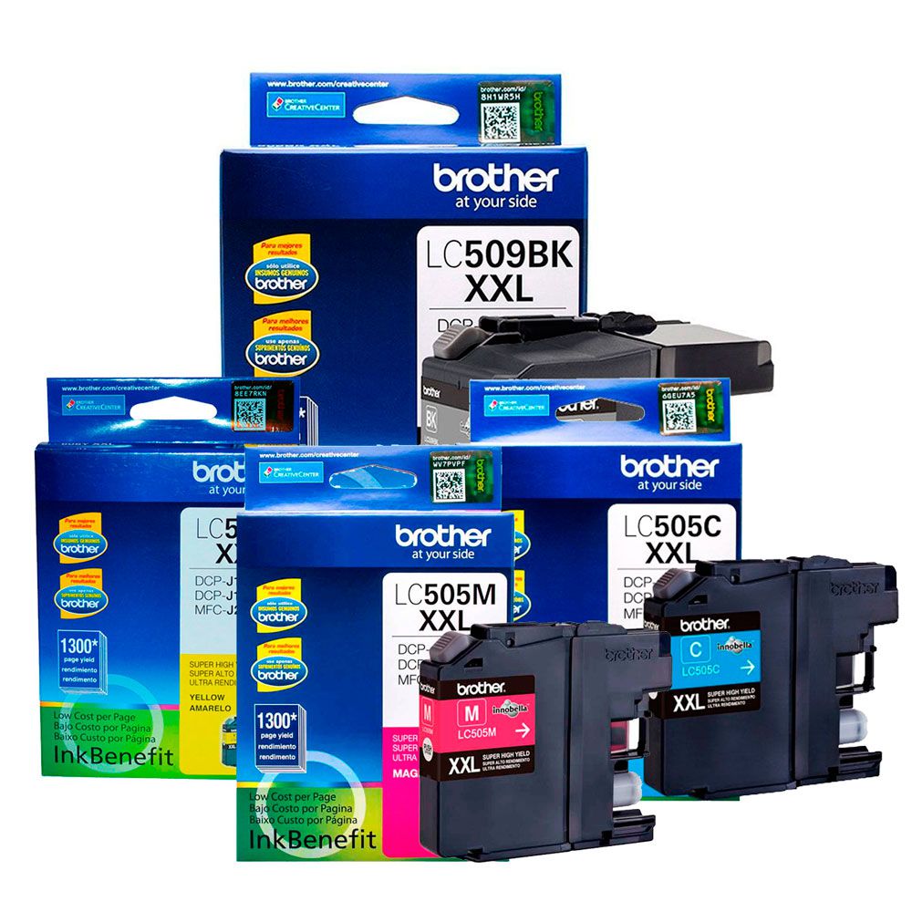 KIT CARTUCHOS DE TINTA - LC509BK / LC505M / LC505C / LC505Y PARA  DCPJ105/200 - Primazias Comercial