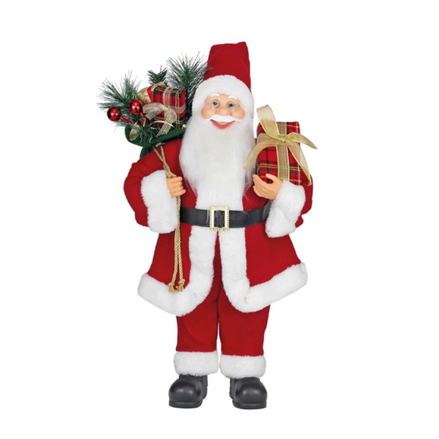 Papai Noel com Caixa de Presentes Xadrez 60cm Cromus Rizzo Embalagens -  Rizzo Embalagens