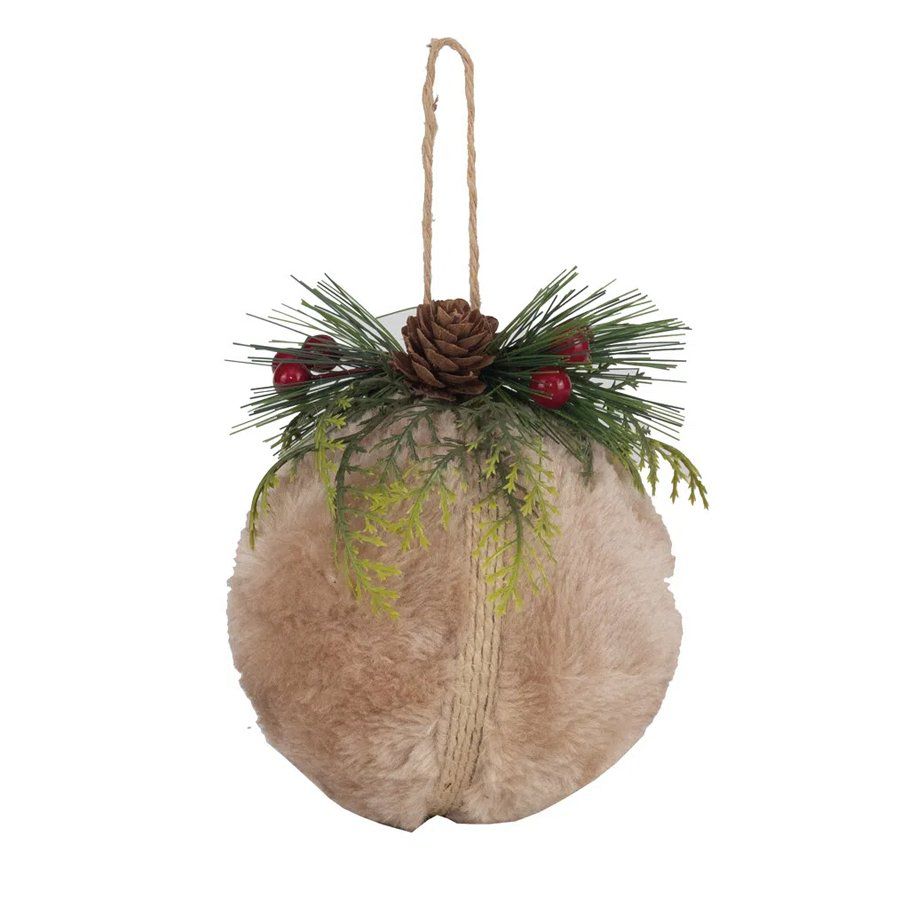 Bola de Natal em Pelúcia Bege com Arranjo de Folhas - ø 8 cm - 4 unidades - Cromus - Rizzo - Rizzo Embalagens Bola de Natal em Pelúcia Bege com Arranjo de Folhas - ø 8 cm - 4 unidades - Cromus - Rizzo - Rizzo Embalagens