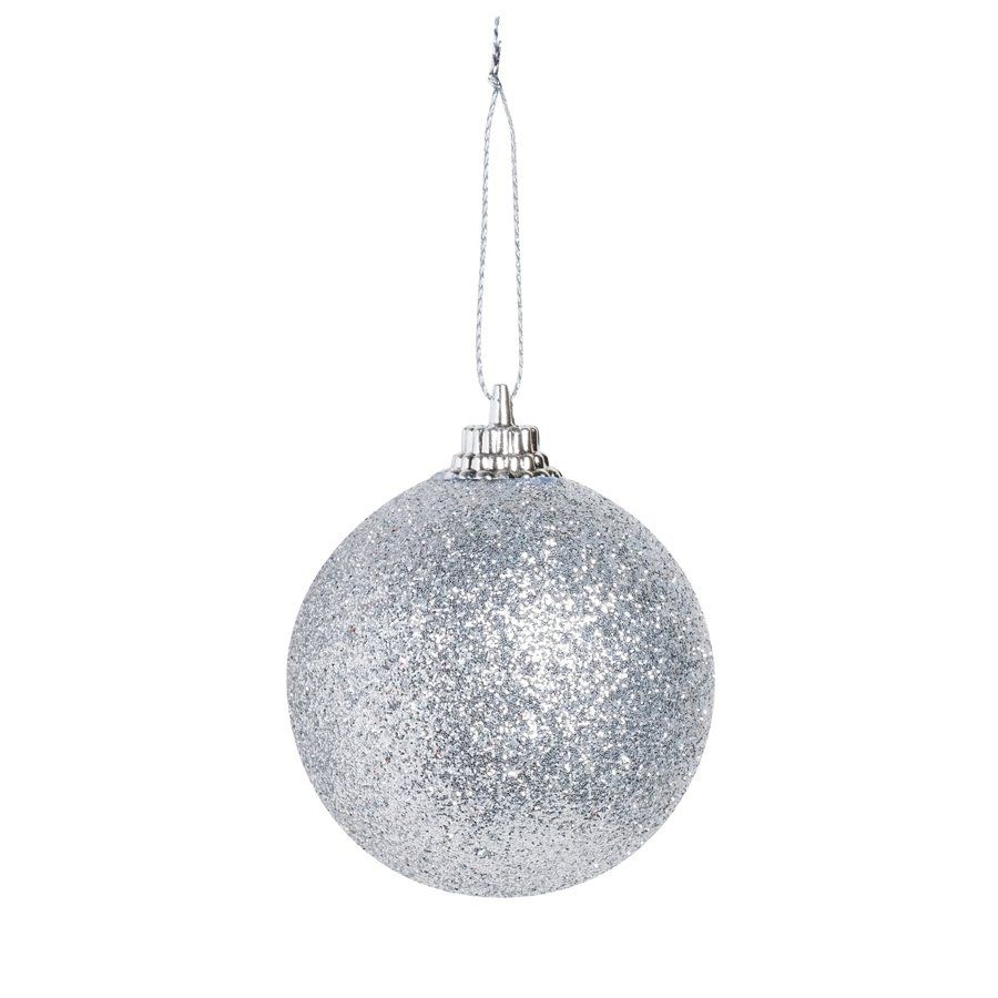 Bola de Árvore de Natal c/ Glitter - 5 cm - “Glitter Prata” - Rizzo  Embalagens