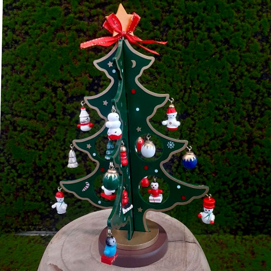 Árvore de Natal de madeira Pequena - 20cm - 1 unidade - Global Master -  Rizzo Embalagens