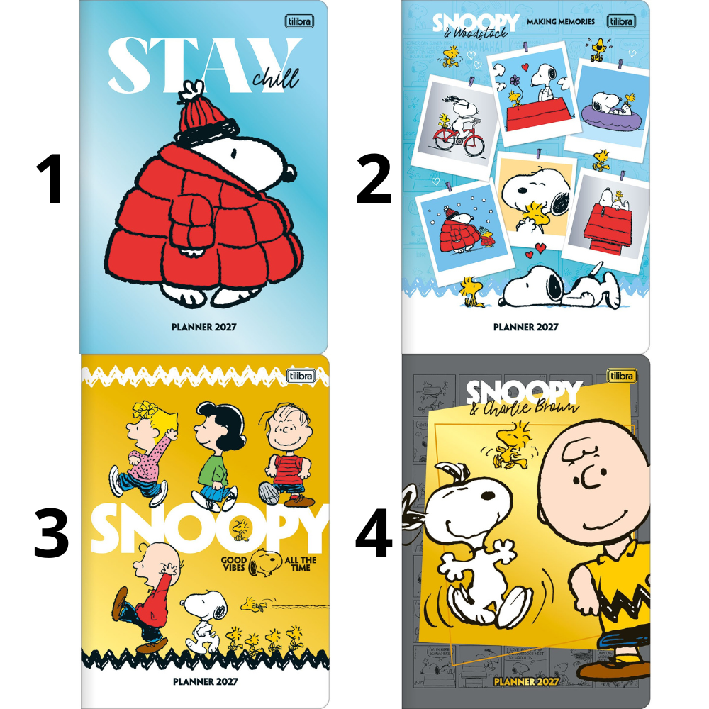Planner Grampeado Snoopy 2027 393894 Tilibra - Papelaria Grafitte