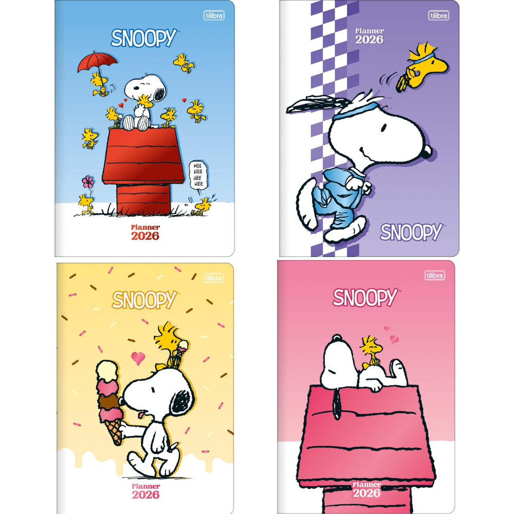 Planner Grampeado Snoopy 2026 393894 Tilibra - Papelaria Grafitte