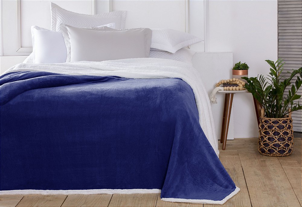 Manta Casal Áustria Azul Marinho Corttex Sherpa Design 1,80 x 2,20mt -  Viivatex - Site de tecidos para sofá, cortinas, papel de parede e móveis