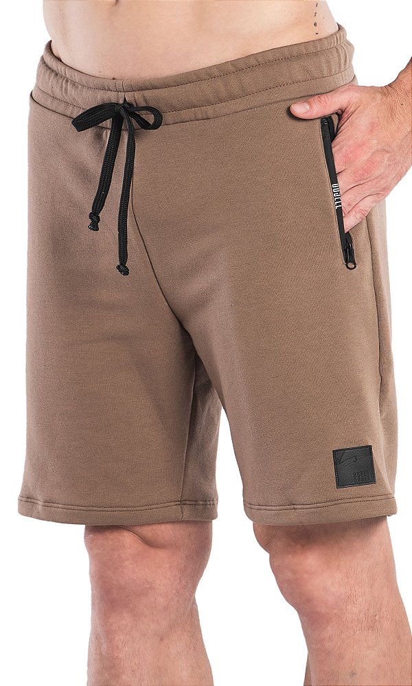 Bermuda Masculina Du Sell Moletom Zíper com Bolso Moda Fitness e