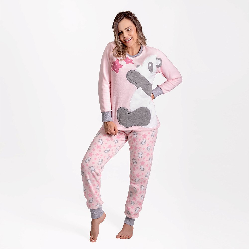 Pijama Panda nas Estrelas Mãe e Filha em Soft Inverno - Adoro Pijamas