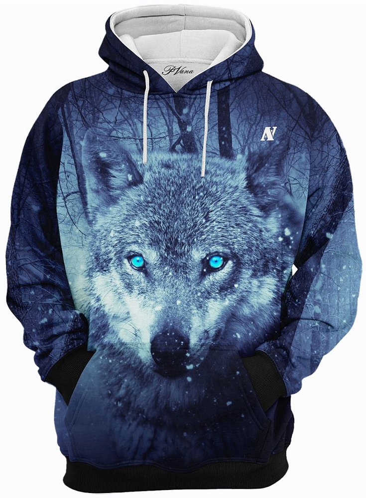 Blusa de Frio Moletom Lobo Gelo Azul - Pvana é uma Marca Especializada em Moda Outono e Inverno