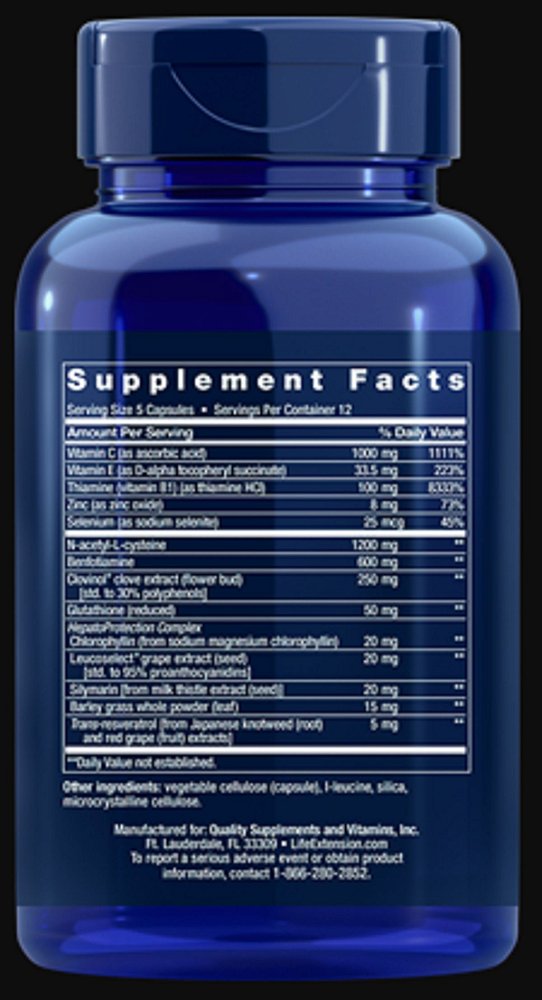 AntiAlcohol Hepato Proteção Life Extension com NacetylL