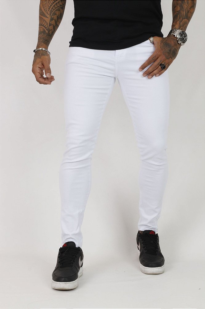 Calça Jeans Masculina Super Skinny Branca - DAZE MODAS
