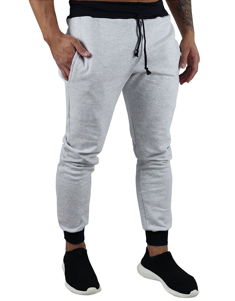 calça de moletom masculina cinza