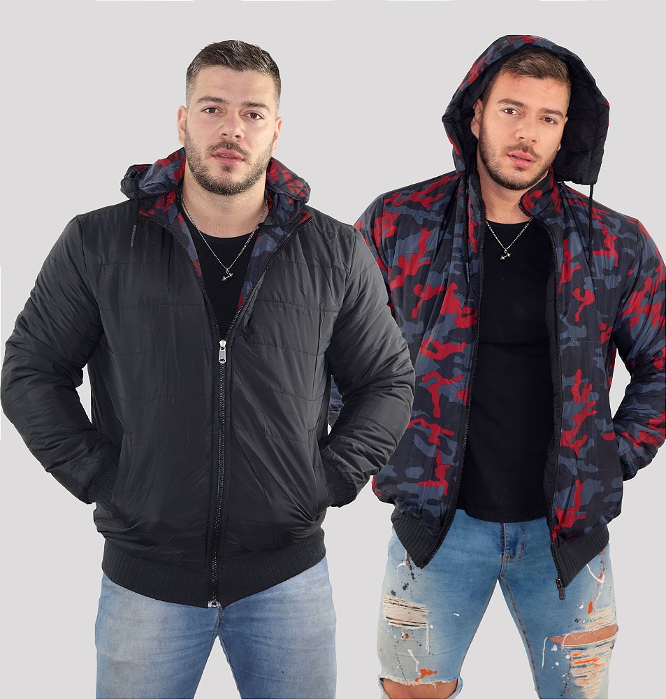 jaqueta puffer masculina vermelha