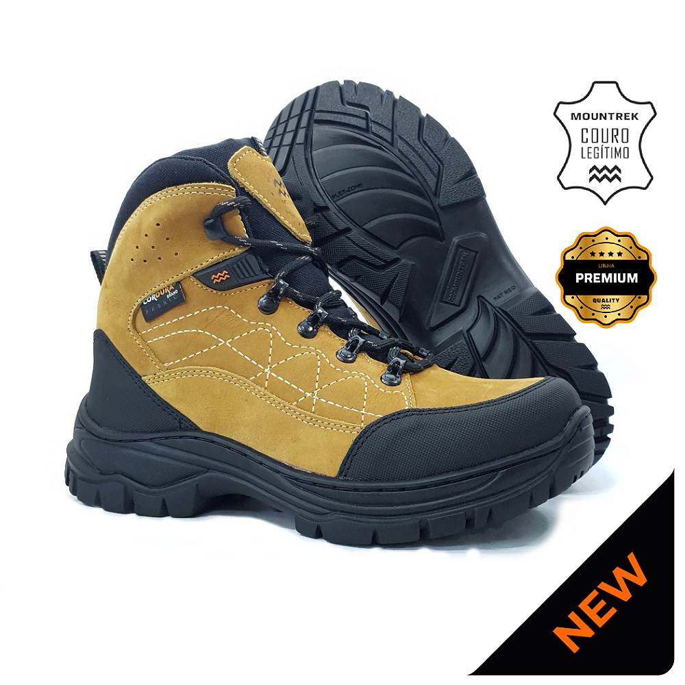 Bota Adventure Mountrek 100% Couro ref 972 cor Mostarda - MOUNTREK