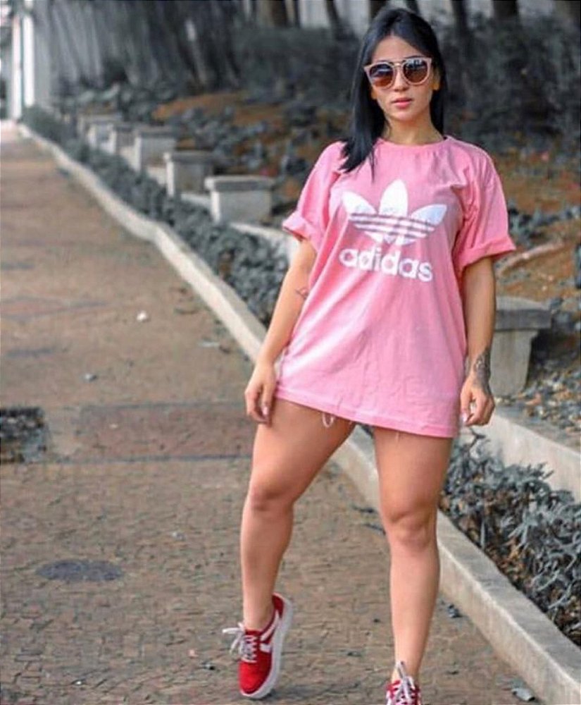 camiseta adidas feminina rosa