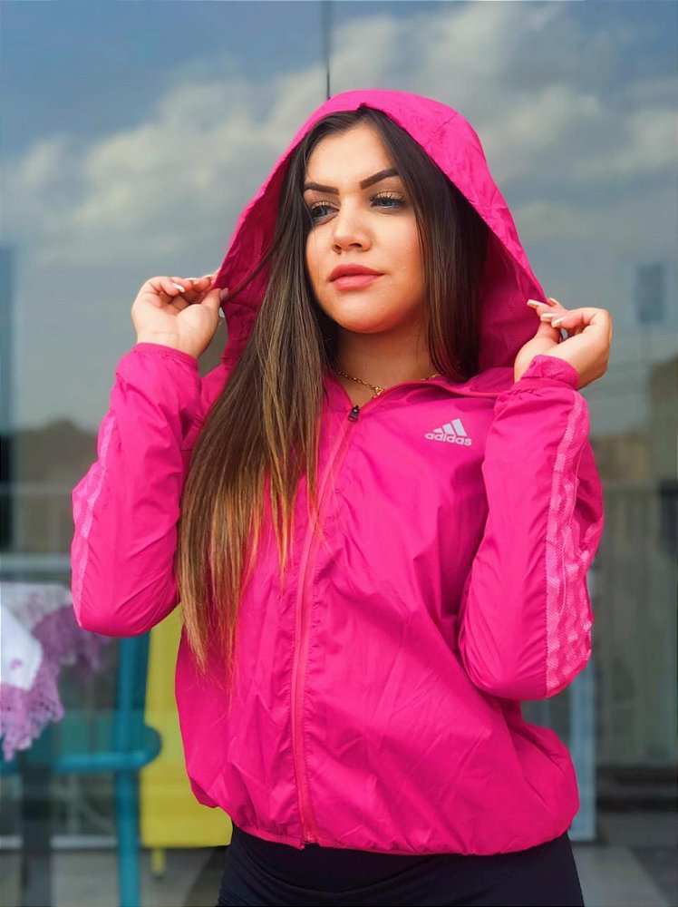 jaqueta corta vento feminina rosa