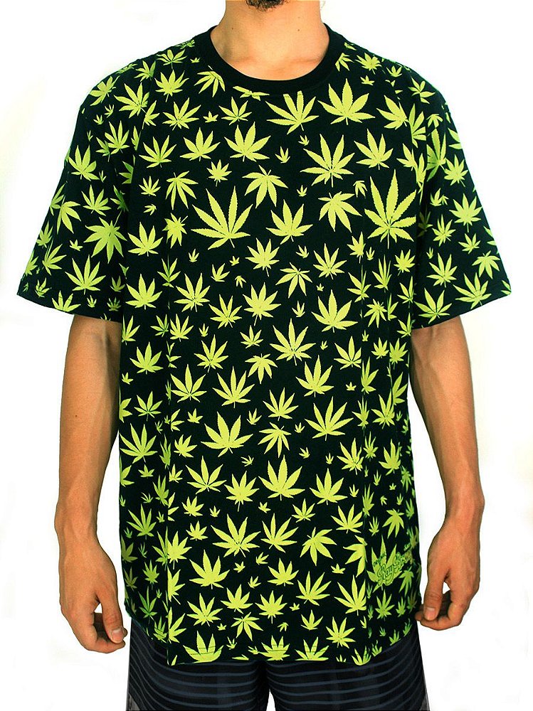 Camiseta Cannabis Preta e Verde Full Hemp Ray Brown - Madre Juana Headshop