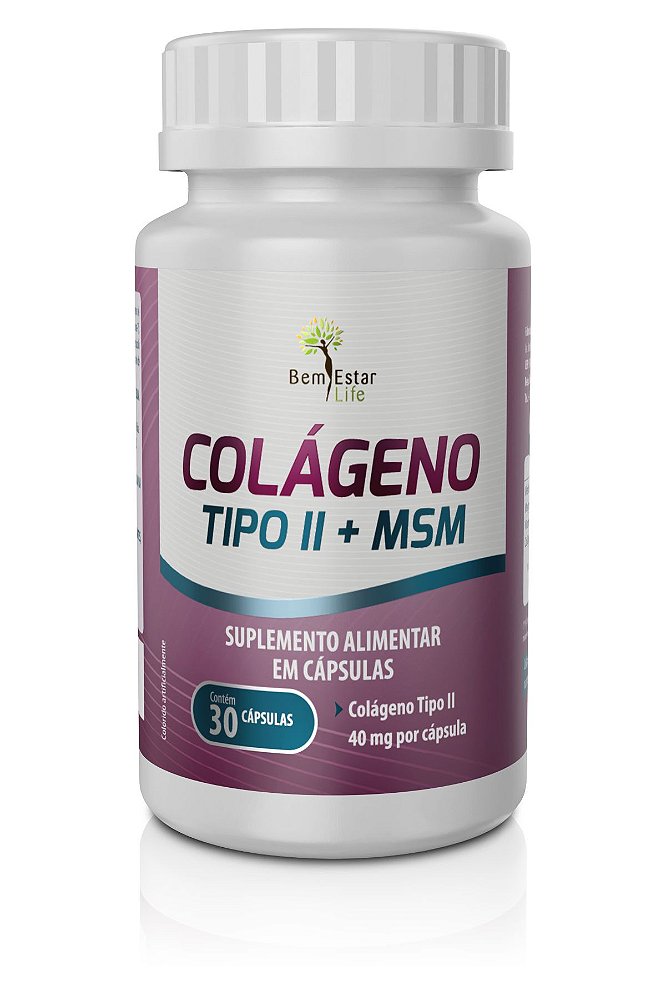 Colágeno TIPO II MSM 30 cáps. Bem Estar Life Conheça nossa Linha